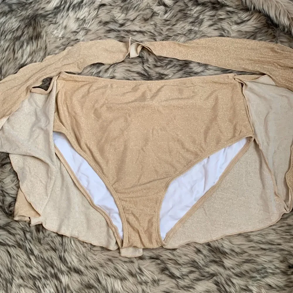 Plus size Swimwear Swim Bottoms Skirt 2X cover up wrap Gold